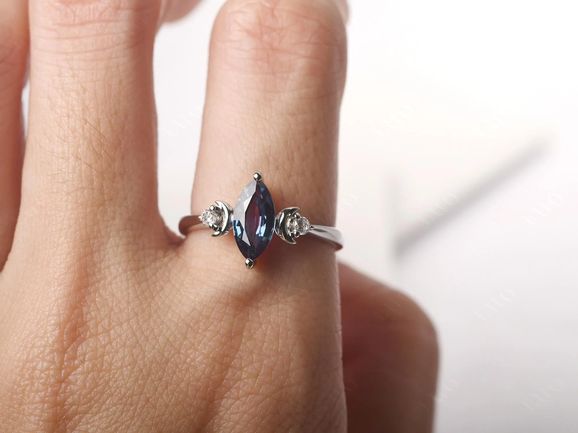 Moon Inspired Alexandrite Engagement Ring - Image 14