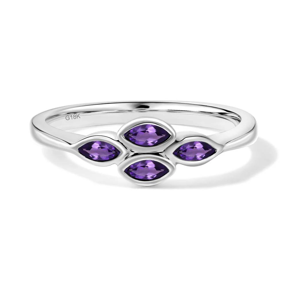 Marquise Cut Amethyst Bezel Cluster Ring - Image 3