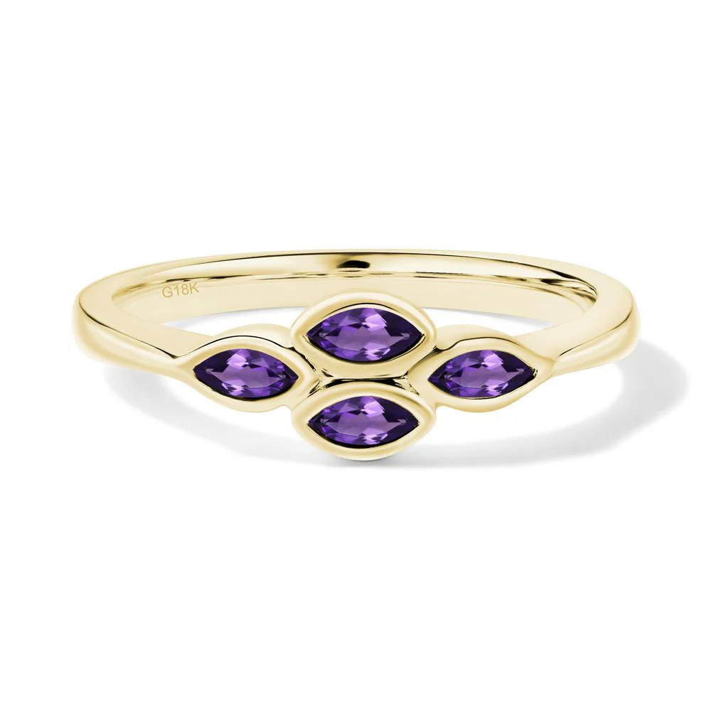 Marquise Cut Amethyst Bezel Cluster Ring - Image 8