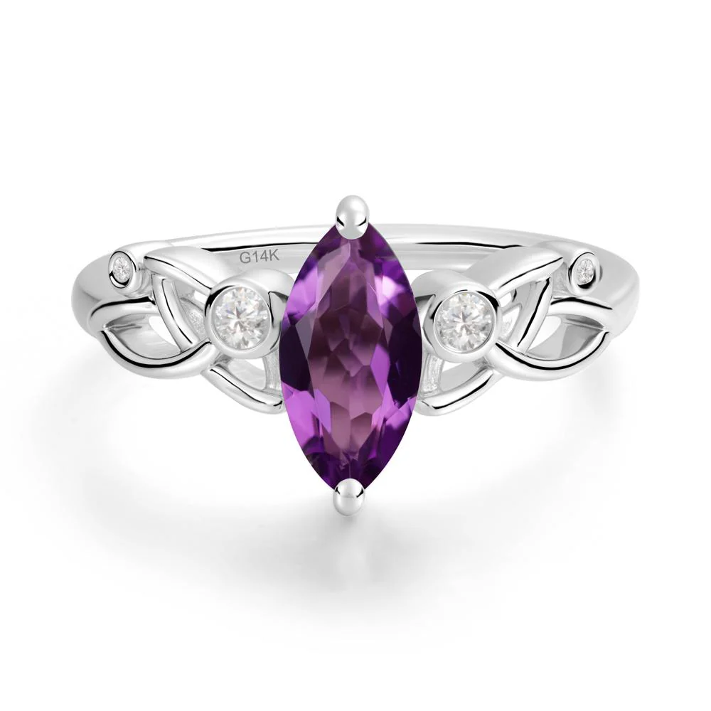 Marquise Cut Amethyst Celtic Ring - Image 2