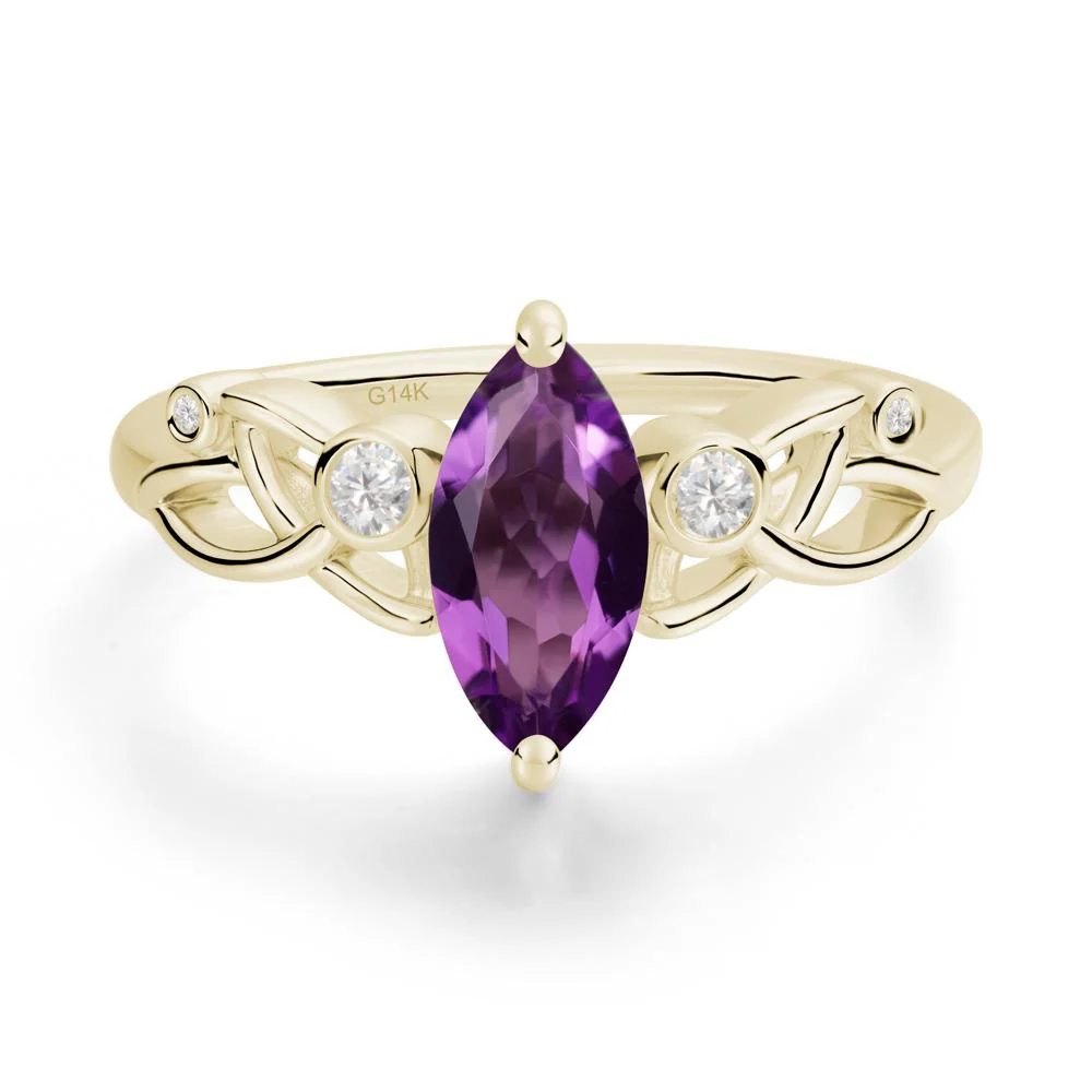 Marquise Cut Amethyst Celtic Ring - Image 5