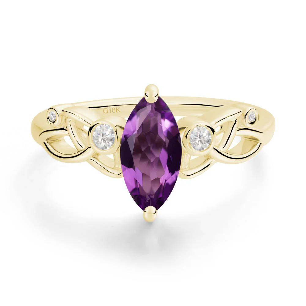 Marquise Cut Amethyst Celtic Ring - Image 7