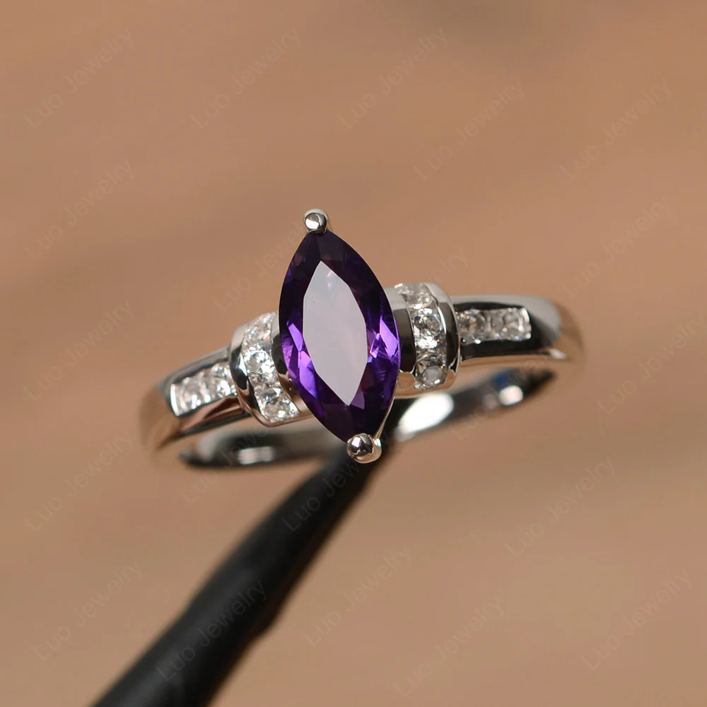 Marquise Cut Amethyst Engagement Ring