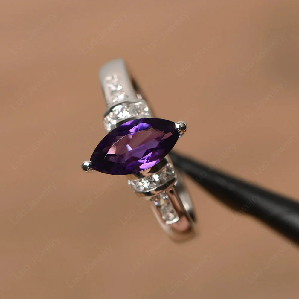 Marquise Cut Amethyst Engagement Ring - Image 2