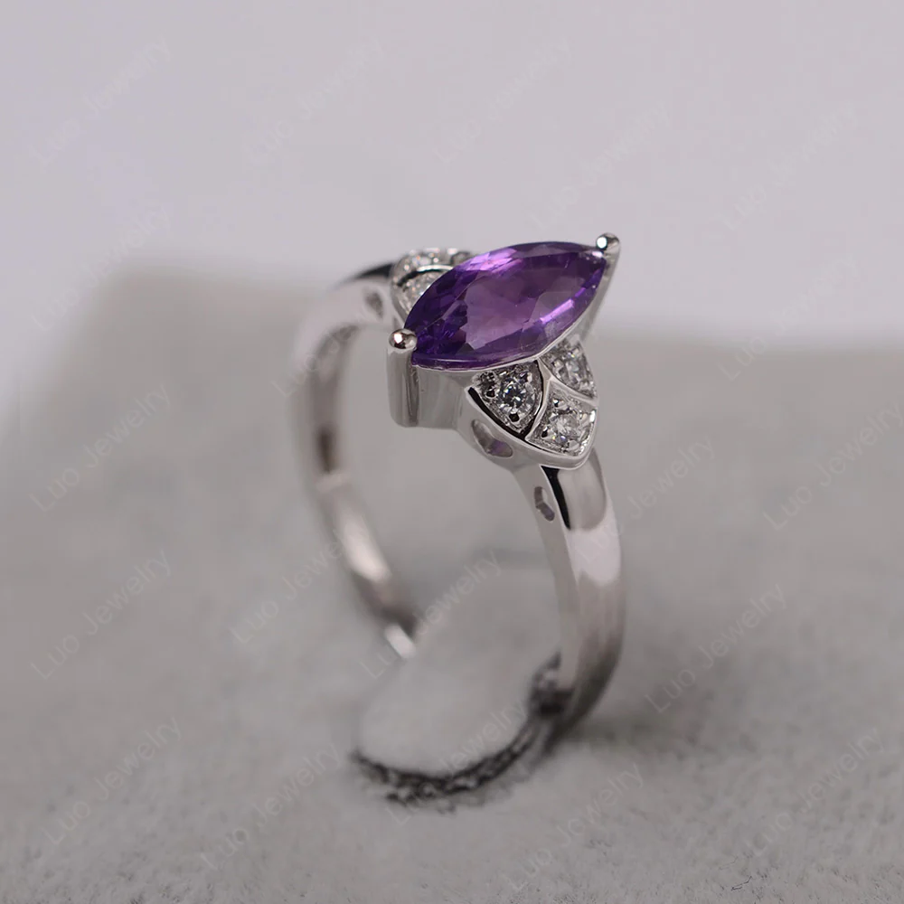 Marquise Cut Amethyst Ring - Image 2