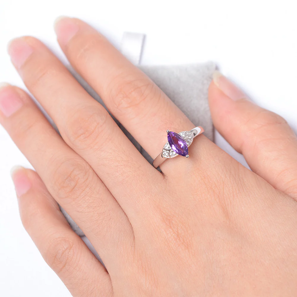 Marquise Cut Amethyst Ring - Image 4