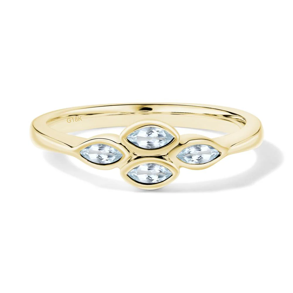 Marquise Cut Aquamarine Bezel Cluster Ring - Image 4