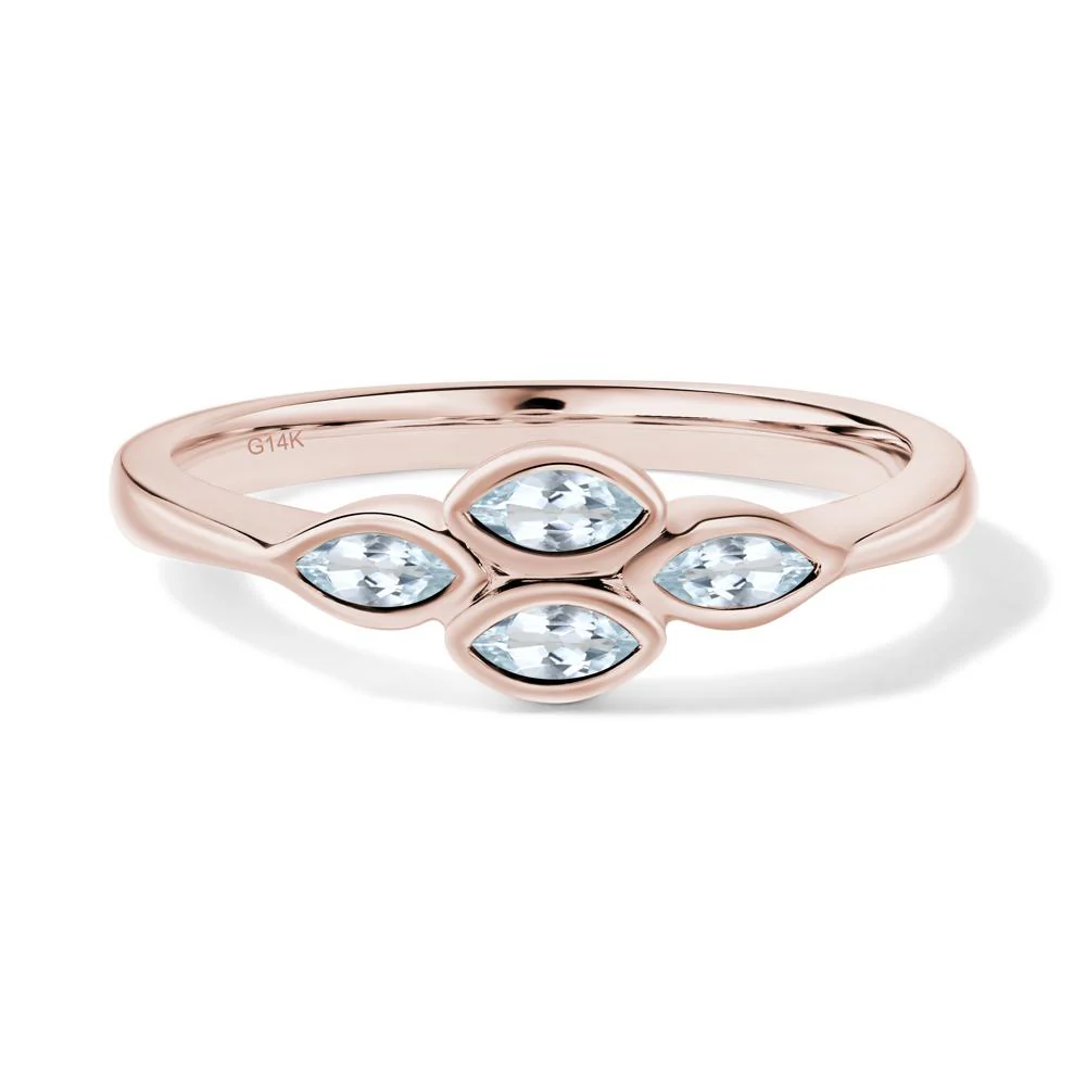 Marquise Cut Aquamarine Bezel Cluster Ring - Image 9