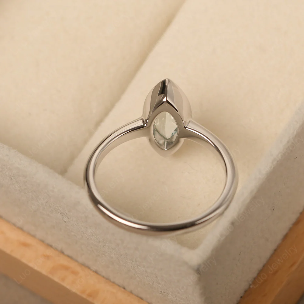 Marquise Cut Aquamarine Bezel Set Ring - Image 3