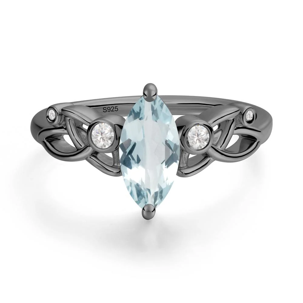 Marquise Cut Aquamarine Celtic Ring - Image 9