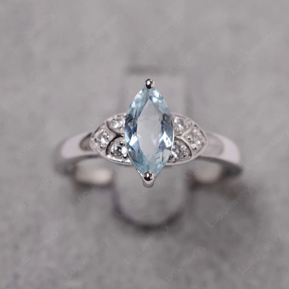 Marquise Cut Aquamarine Ring