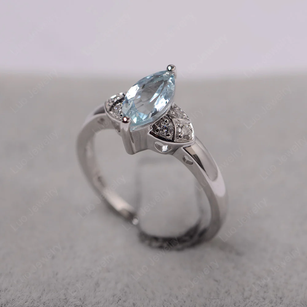 Marquise Cut Aquamarine Ring - Image 2