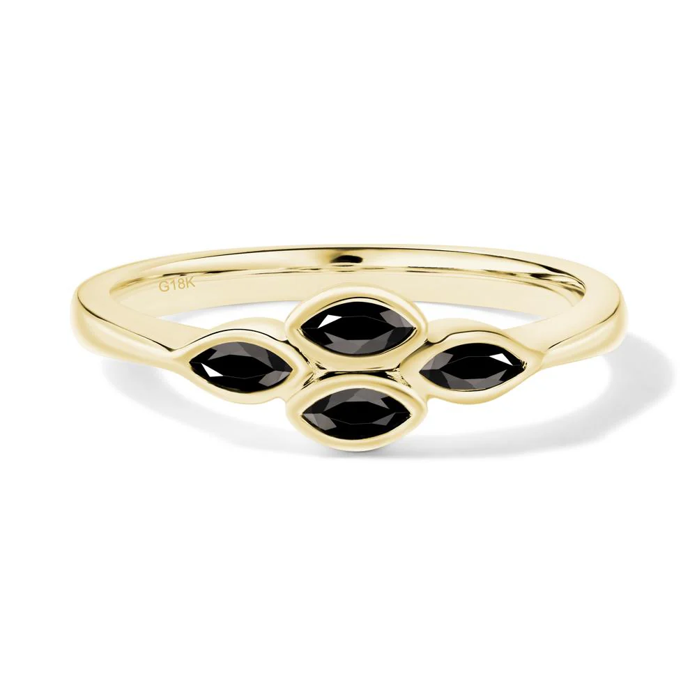Marquise Cut Black Spinel Bezel Cluster Ring - Image 4