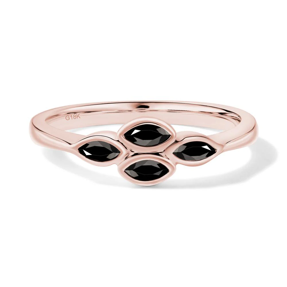 Marquise Cut Black Spinel Bezel Cluster Ring - Image 7