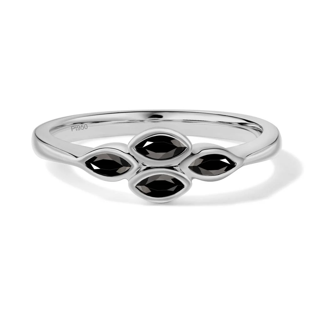 Marquise Cut Black Spinel Bezel Cluster Ring - Image 9