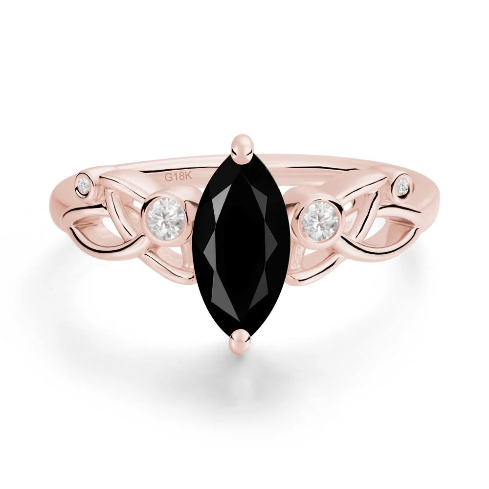 Marquise Cut Black Spinel Celtic Ring - Image 2