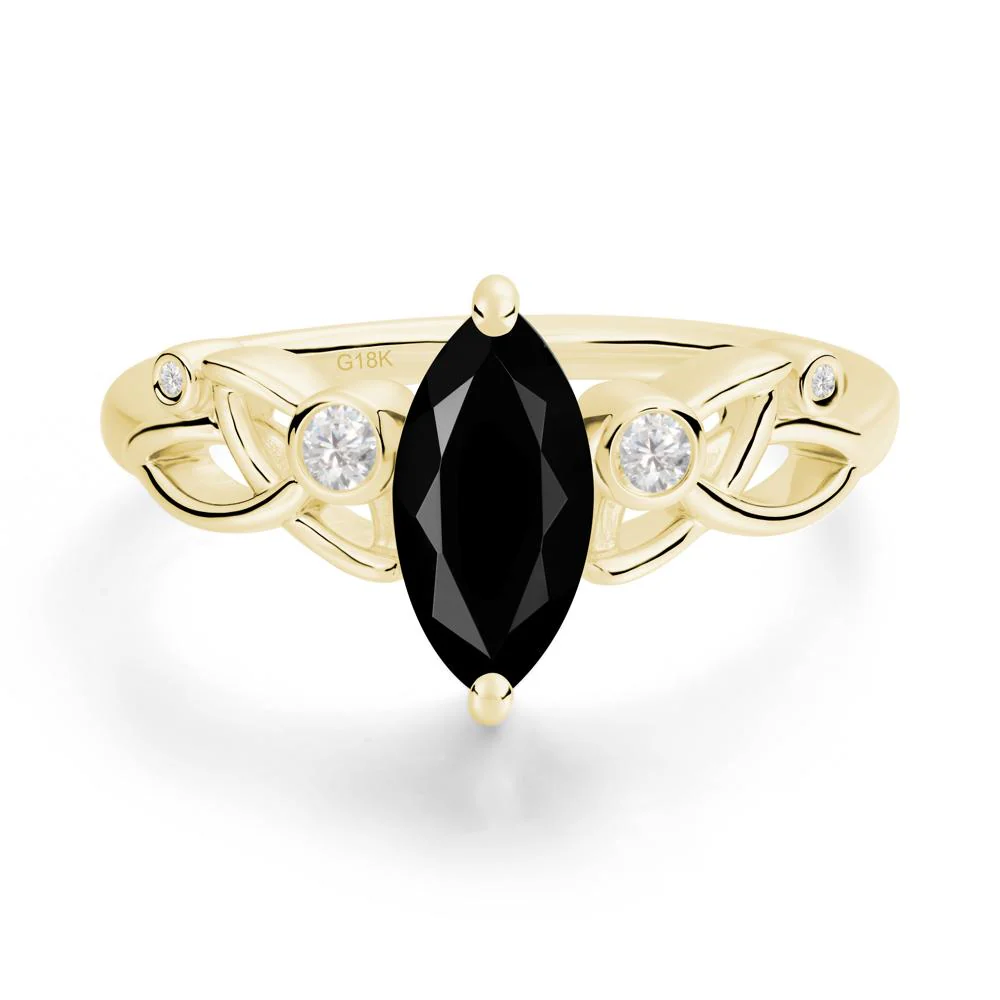 Marquise Cut Black Spinel Celtic Ring - Image 4