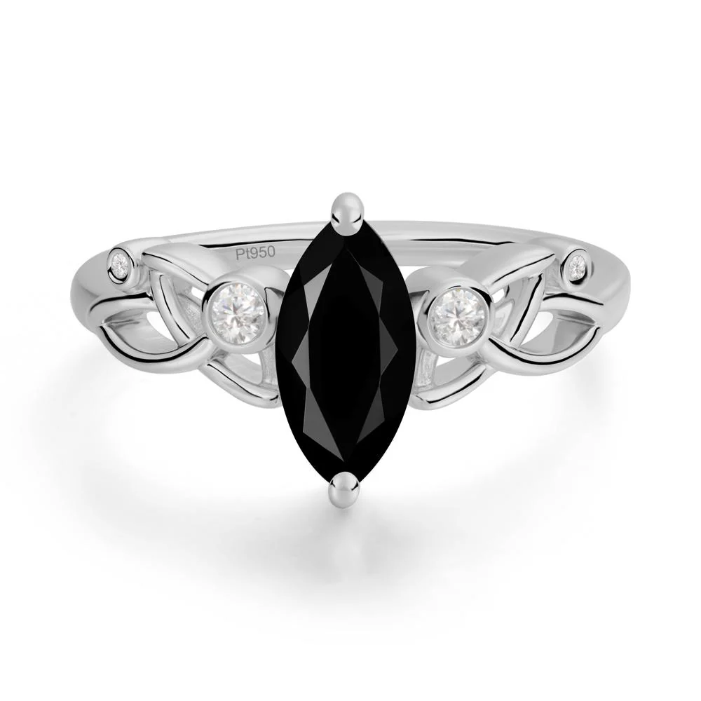 Marquise Cut Black Spinel Celtic Ring - Image 6