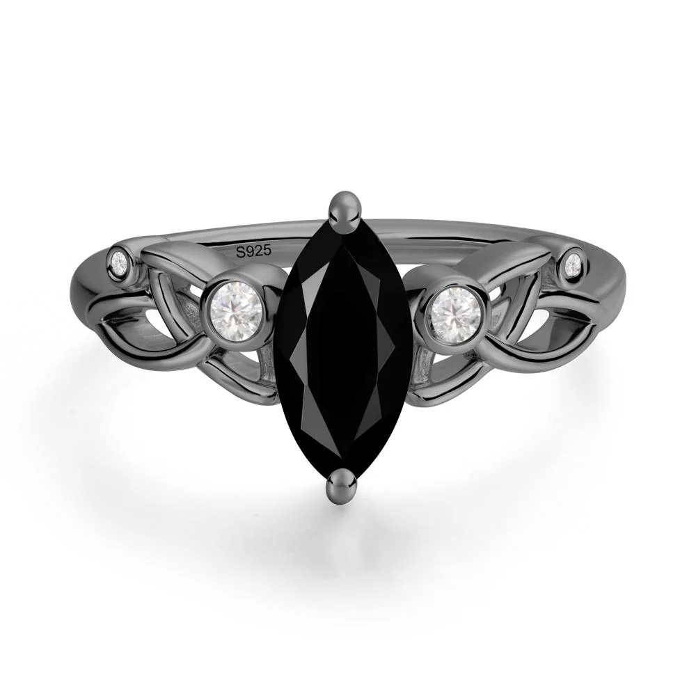 Marquise Cut Black Spinel Celtic Ring - Image 7