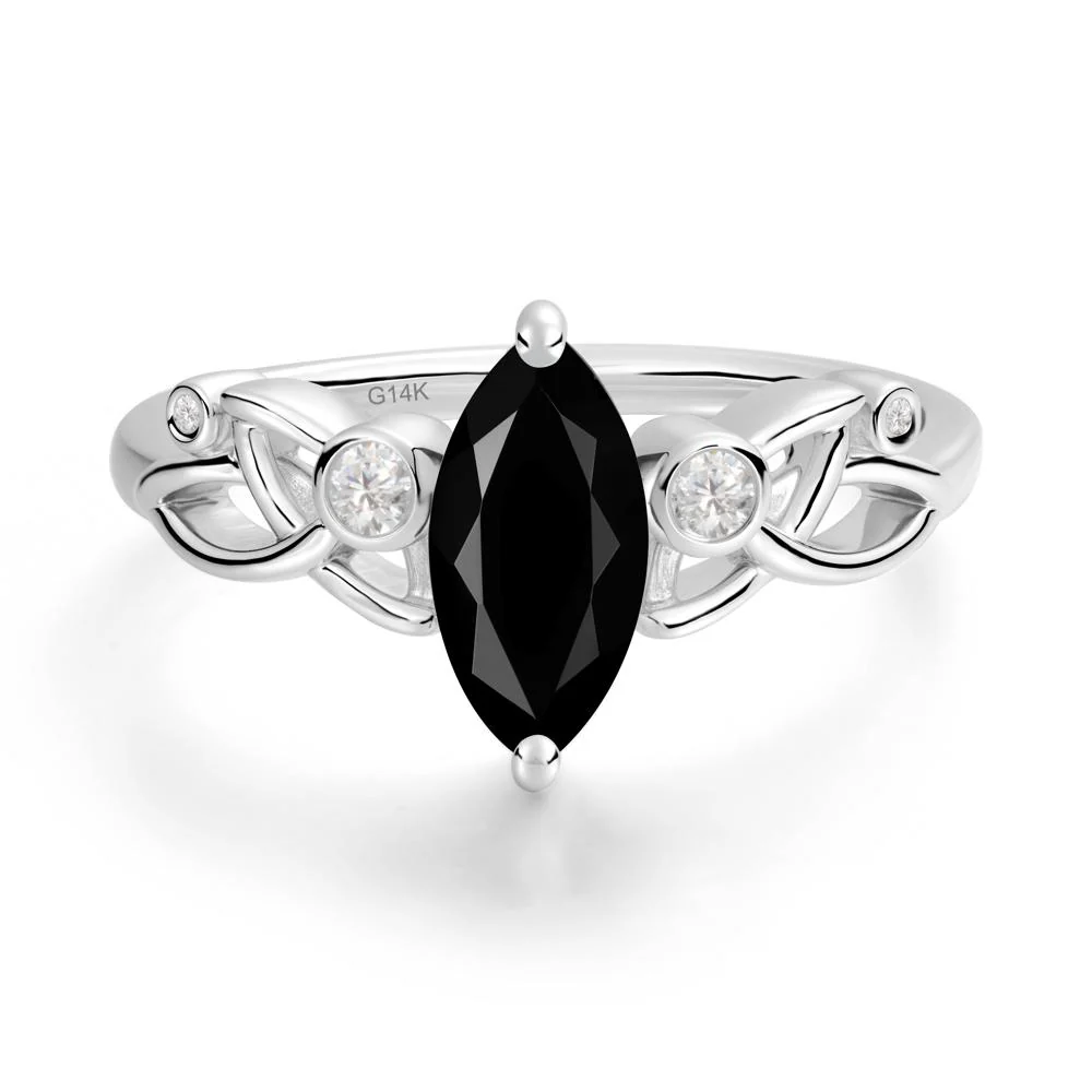 Marquise Cut Black Spinel Celtic Ring - Image 9