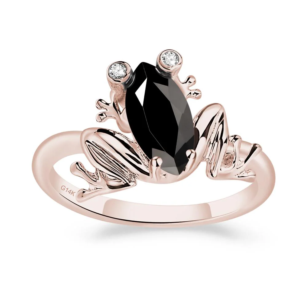 Marquise Cut Black Spinel Frog Ring - Image 5