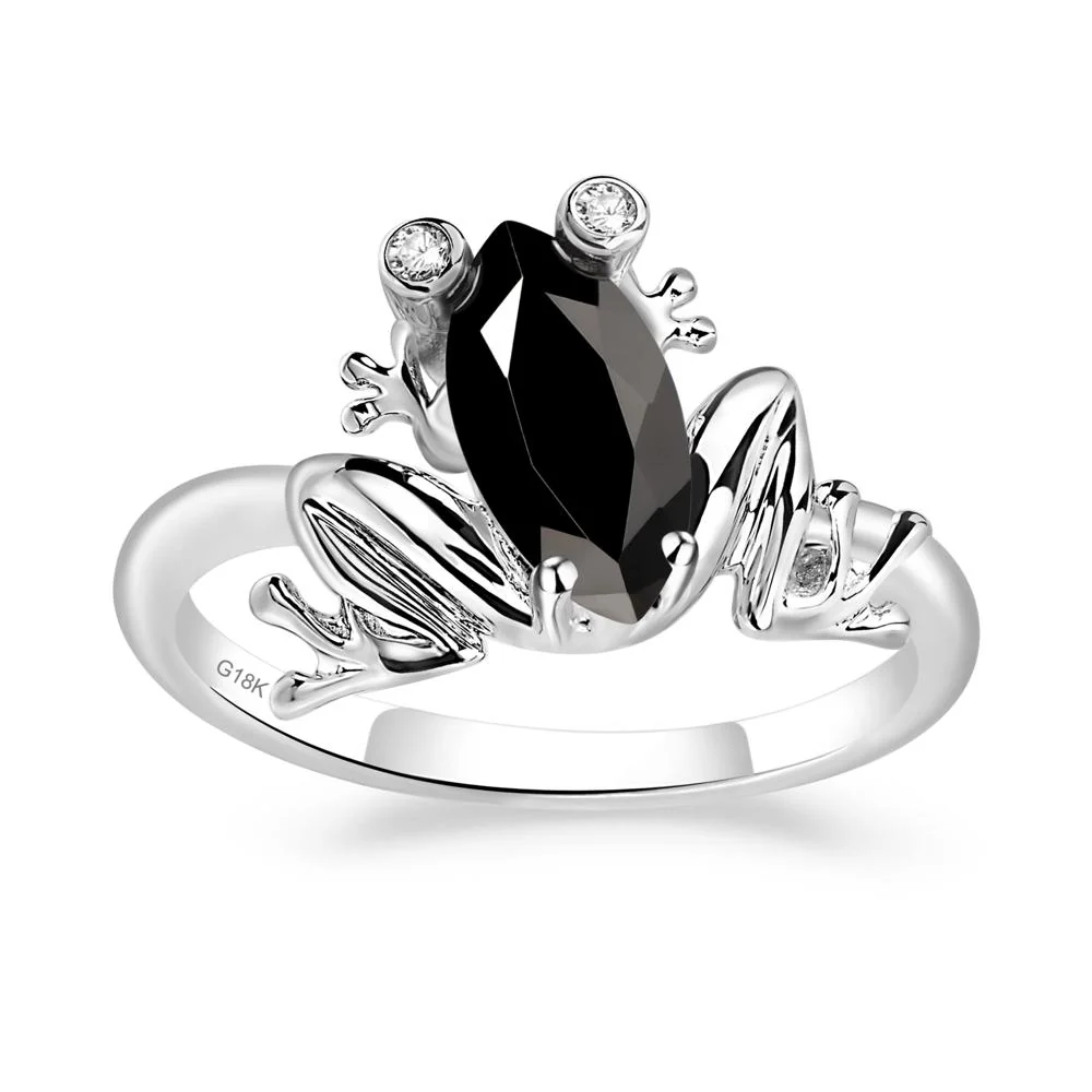 Marquise Cut Black Spinel Frog Ring - Image 7