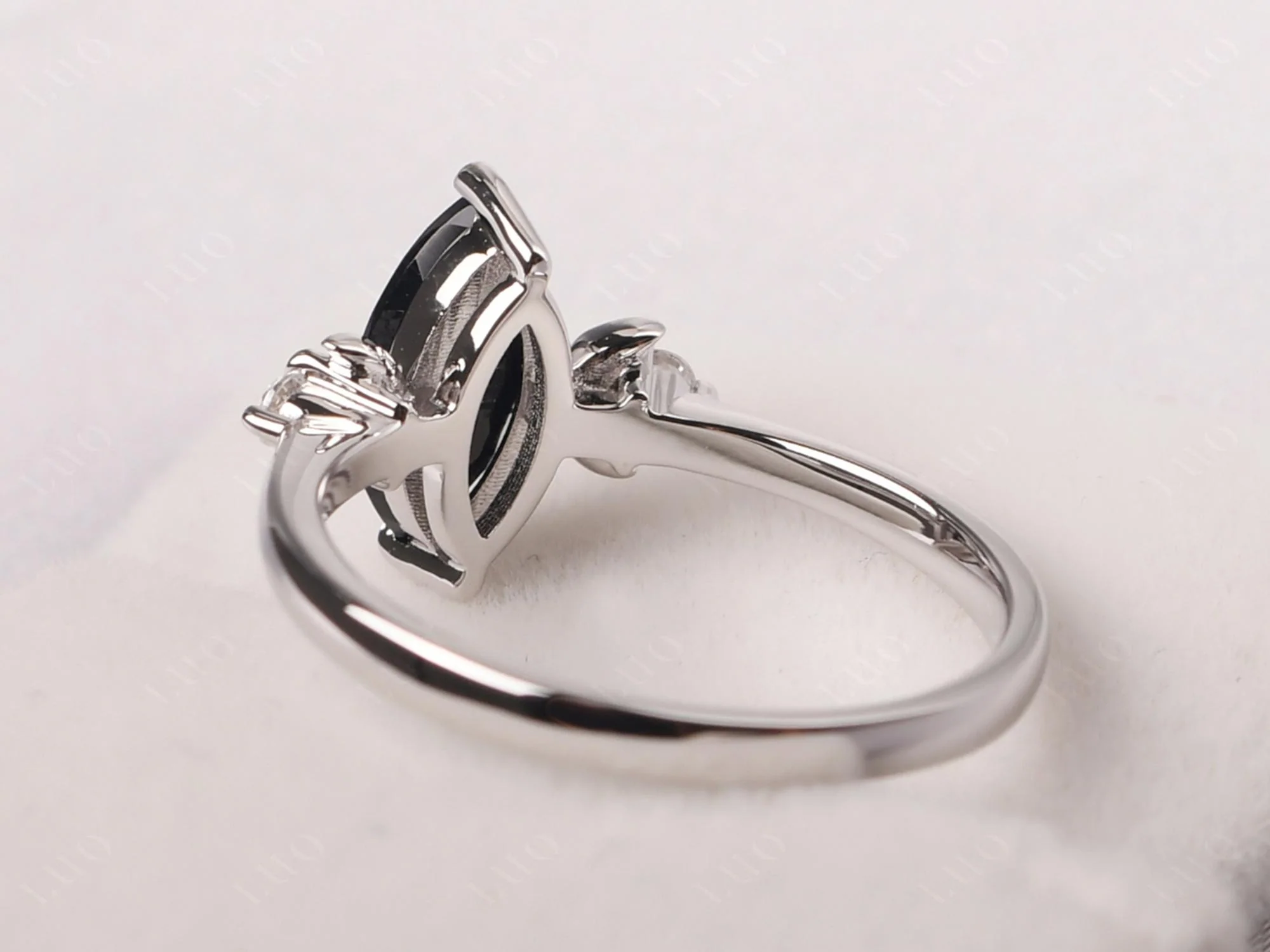 Moon Inspired Black Spinel Engagement Ring - Image 12
