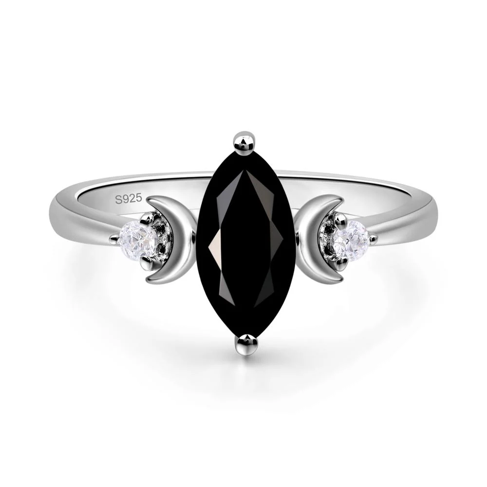 Moon Inspired Black Spinel Engagement Ring - Image 2
