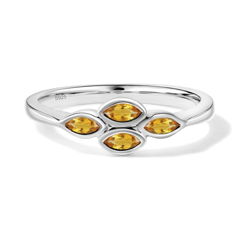 Marquise Cut Citrine Bezel Cluster Ring - Image 2