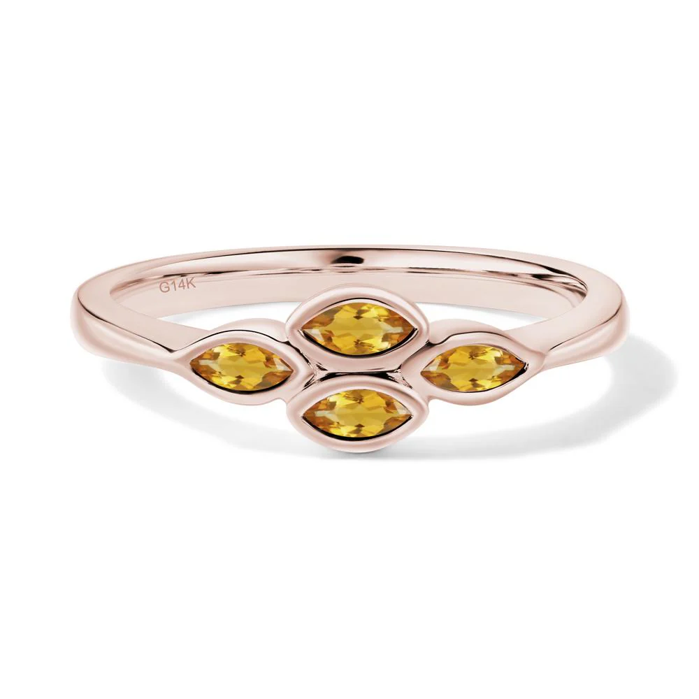 Marquise Cut Citrine Bezel Cluster Ring - Image 4