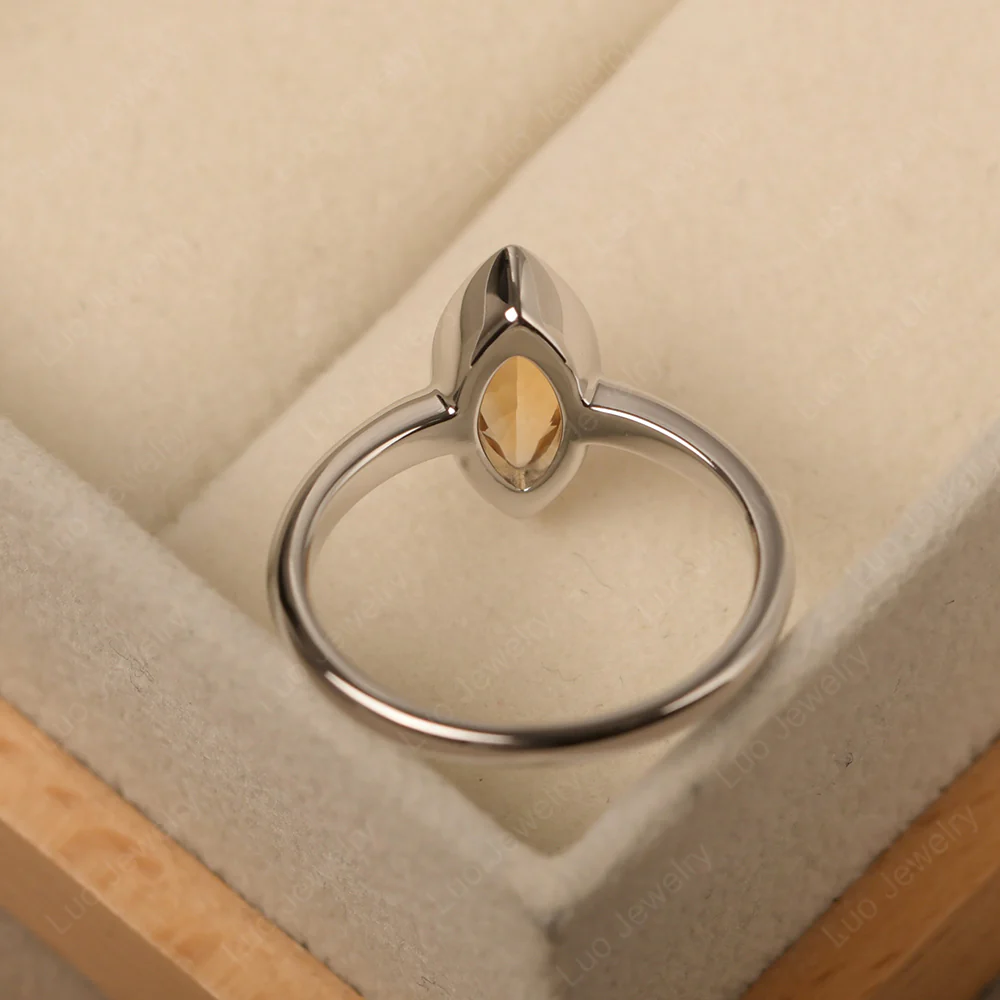 Marquise Cut Citrine Bezel Set Ring - Image 3