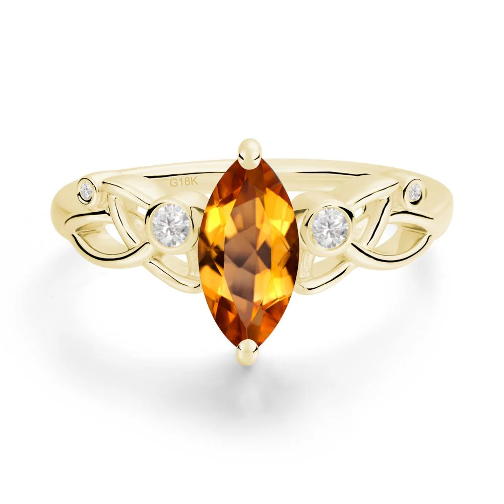 Marquise Cut Citrine Celtic Ring - Image 9