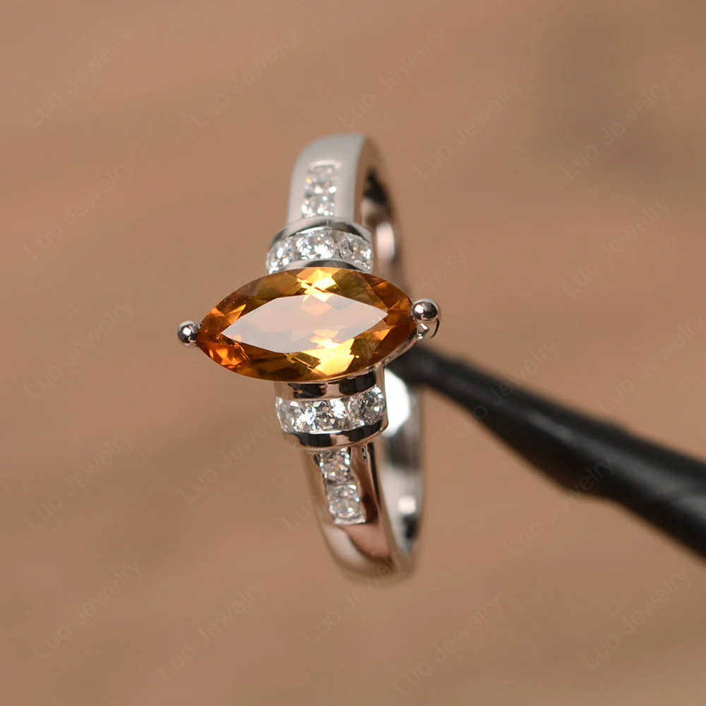Marquise Cut Citrine Engagement Ring