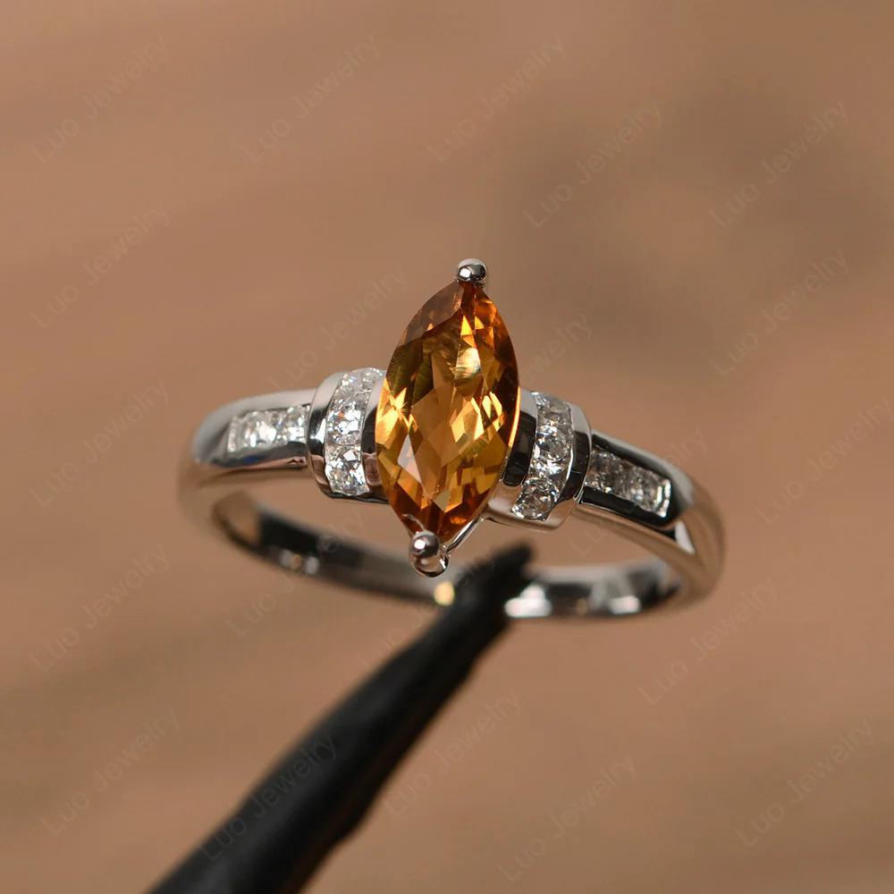 Marquise Cut Citrine Engagement Ring - Image 2