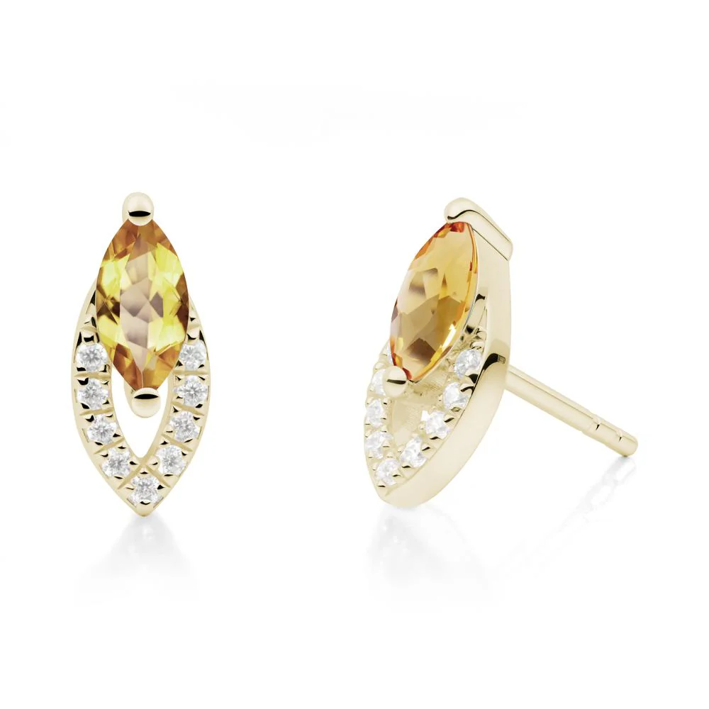 Marquise Cut Citrine Halo Stud Earrings - Image 5