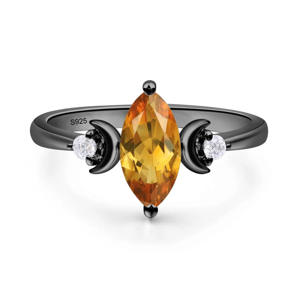 Citrine Double Moon Ring