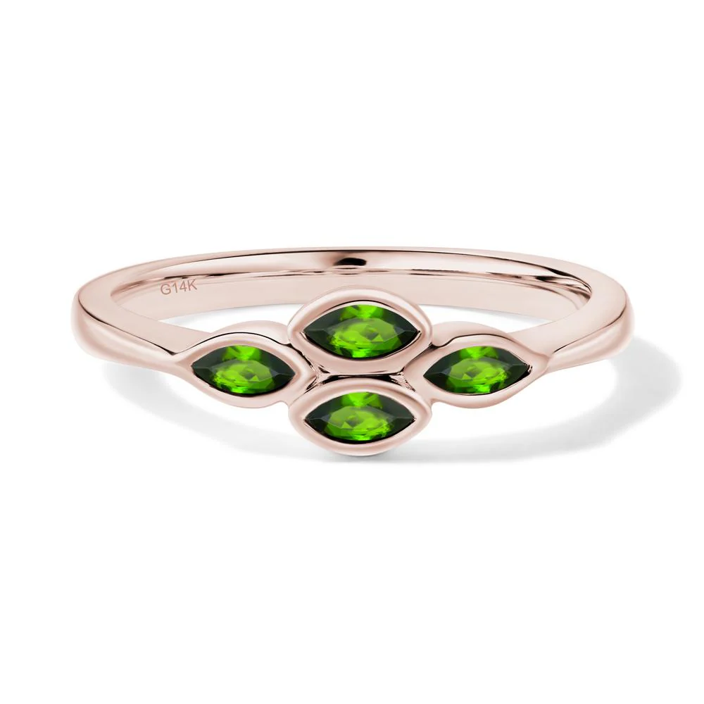 Marquise Cut Diopside Bezel Cluster Ring - Image 2