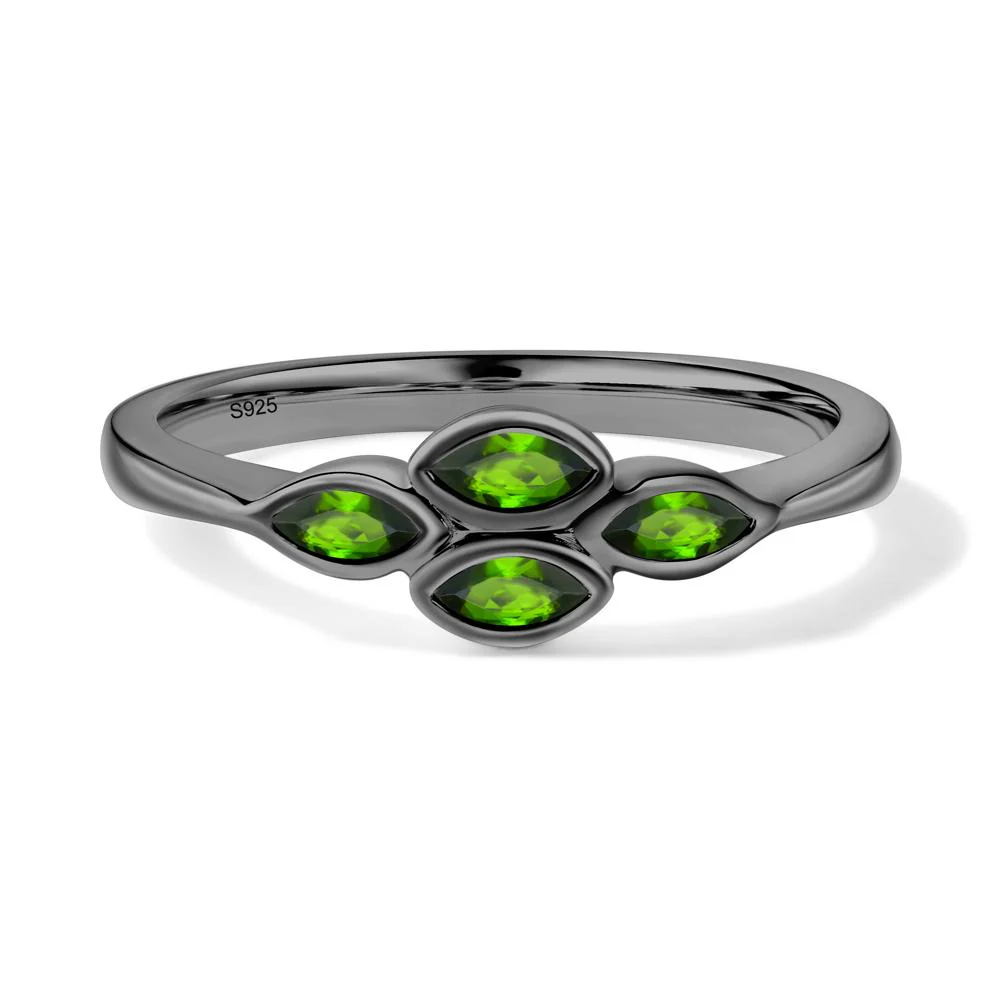 Marquise Cut Diopside Bezel Cluster Ring - Image 8