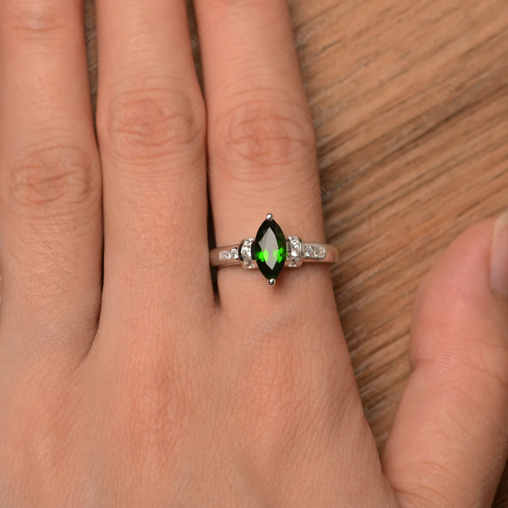 Marquise Cut Diopside Engagement Ring - Image 4