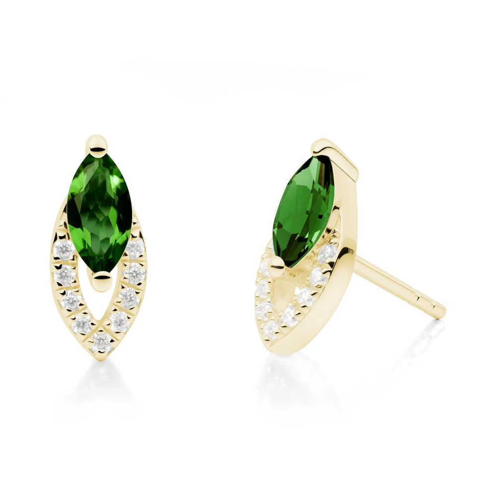 Marquise Cut Diopside Halo Stud Earrings - Image 6