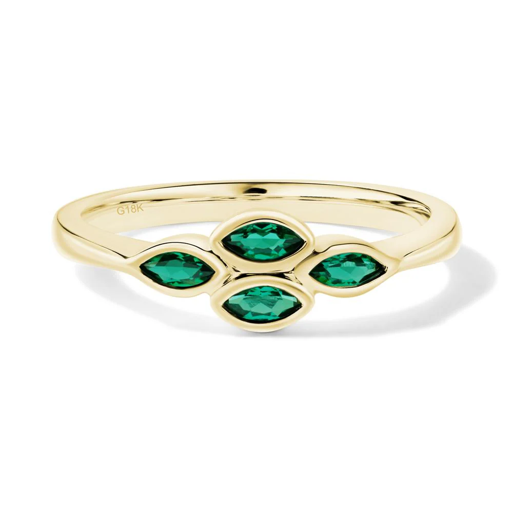 Marquise Cut Emerald Bezel Cluster Ring - Image 8