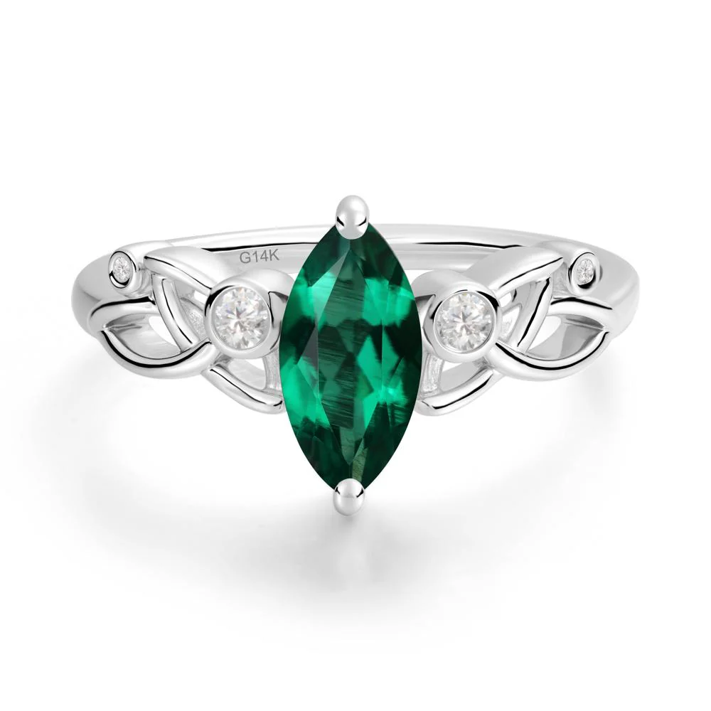 Marquise Cut Emerald Celtic Ring - Image 3