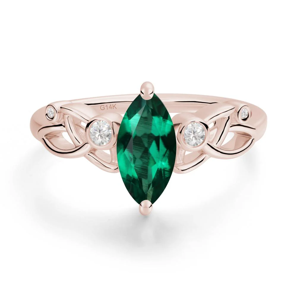 Marquise Cut Emerald Celtic Ring - Image 9