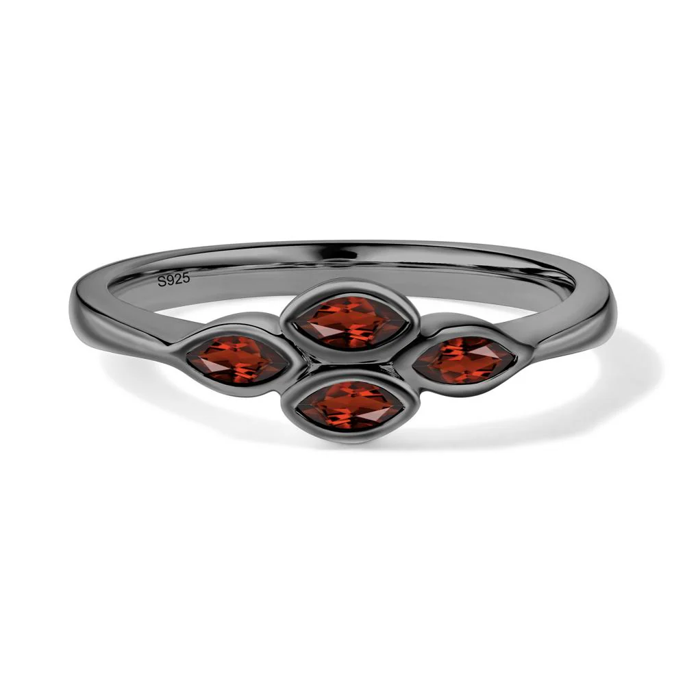 Marquise Cut Garnet Bezel Cluster Ring