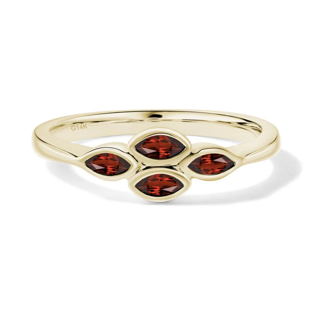 Marquise Cut Garnet Bezel Cluster Ring - Image 2