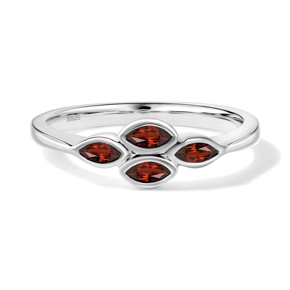 Marquise Cut Garnet Bezel Cluster Ring - Image 4