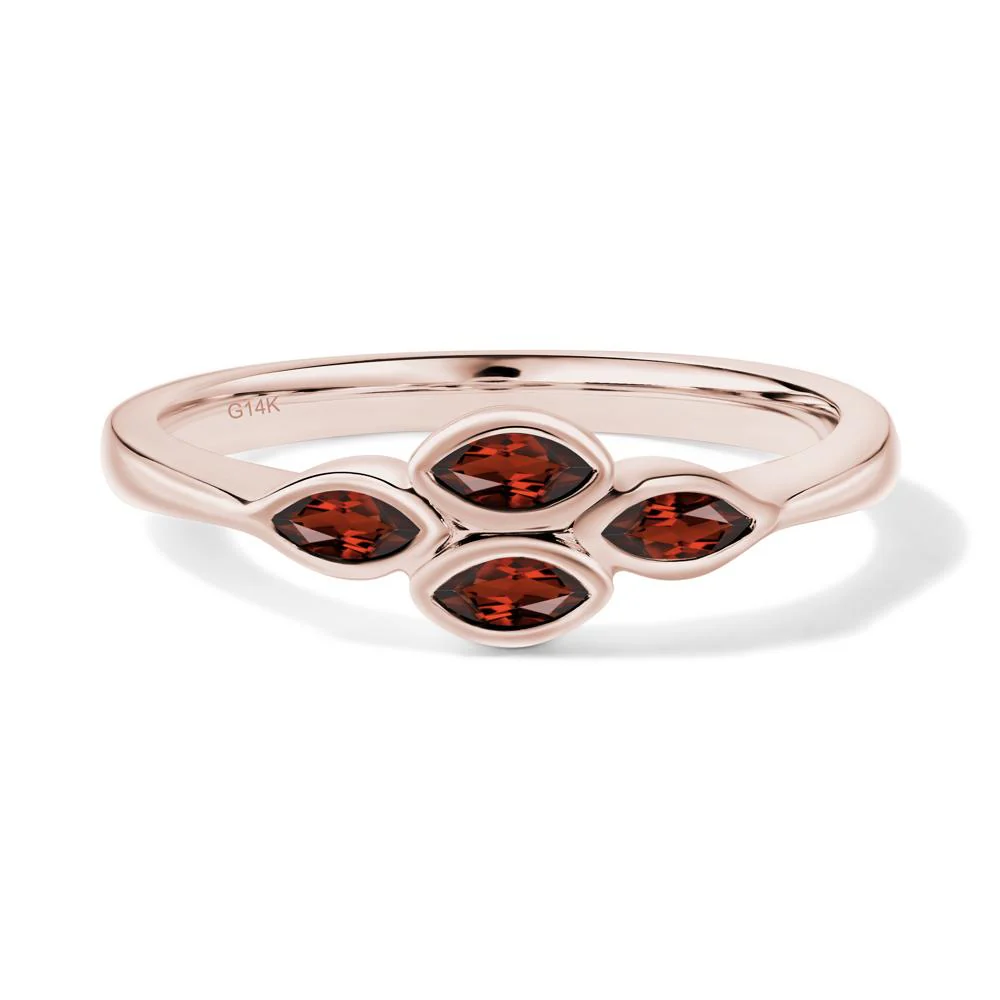 Marquise Cut Garnet Bezel Cluster Ring - Image 5