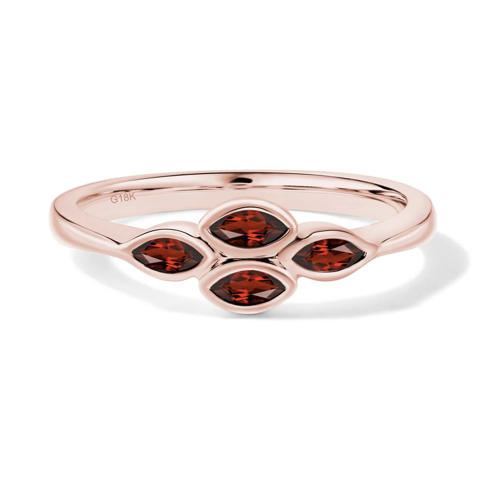 Marquise Cut Garnet Bezel Cluster Ring - Image 9