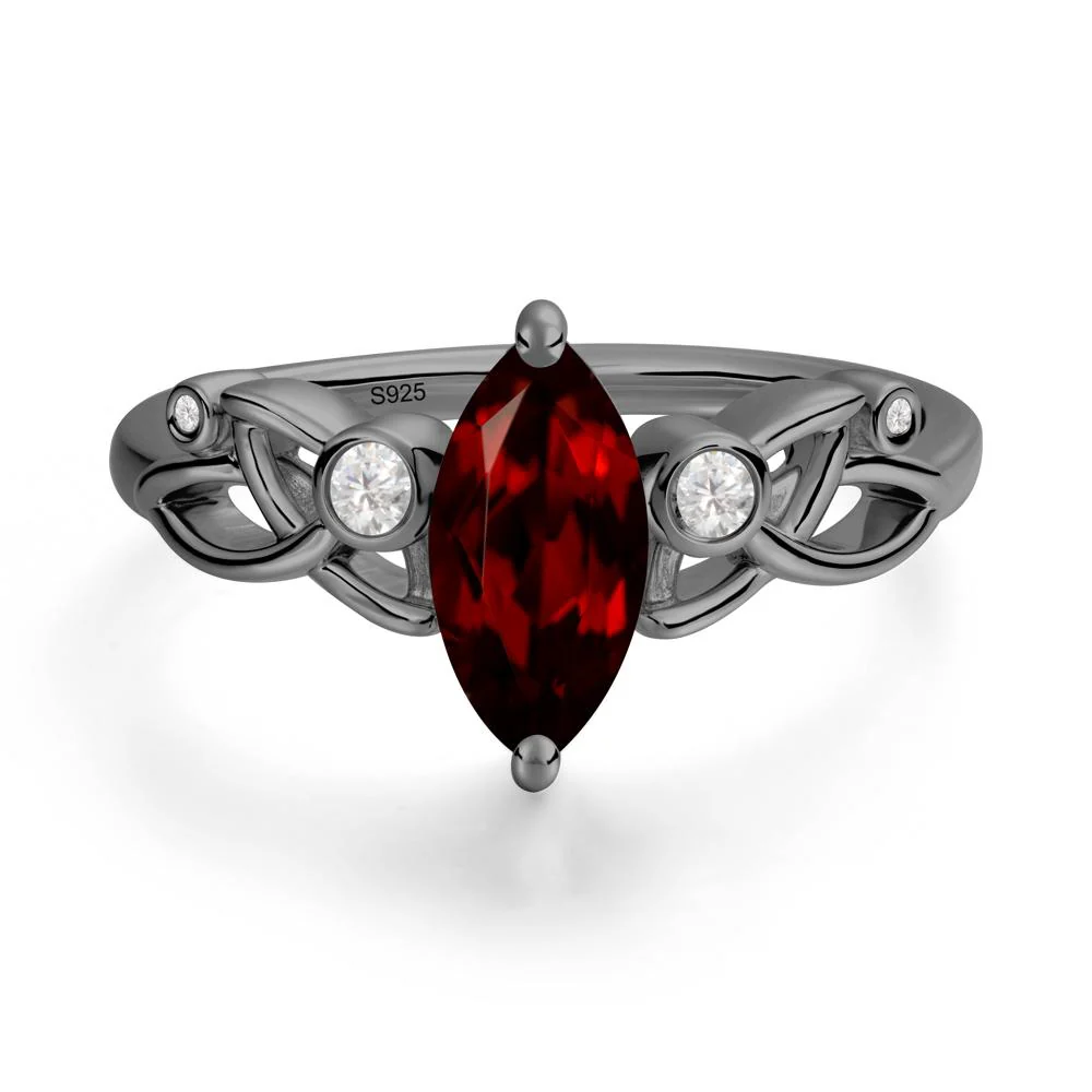 Marquise Cut Garnet Celtic Ring - Image 2