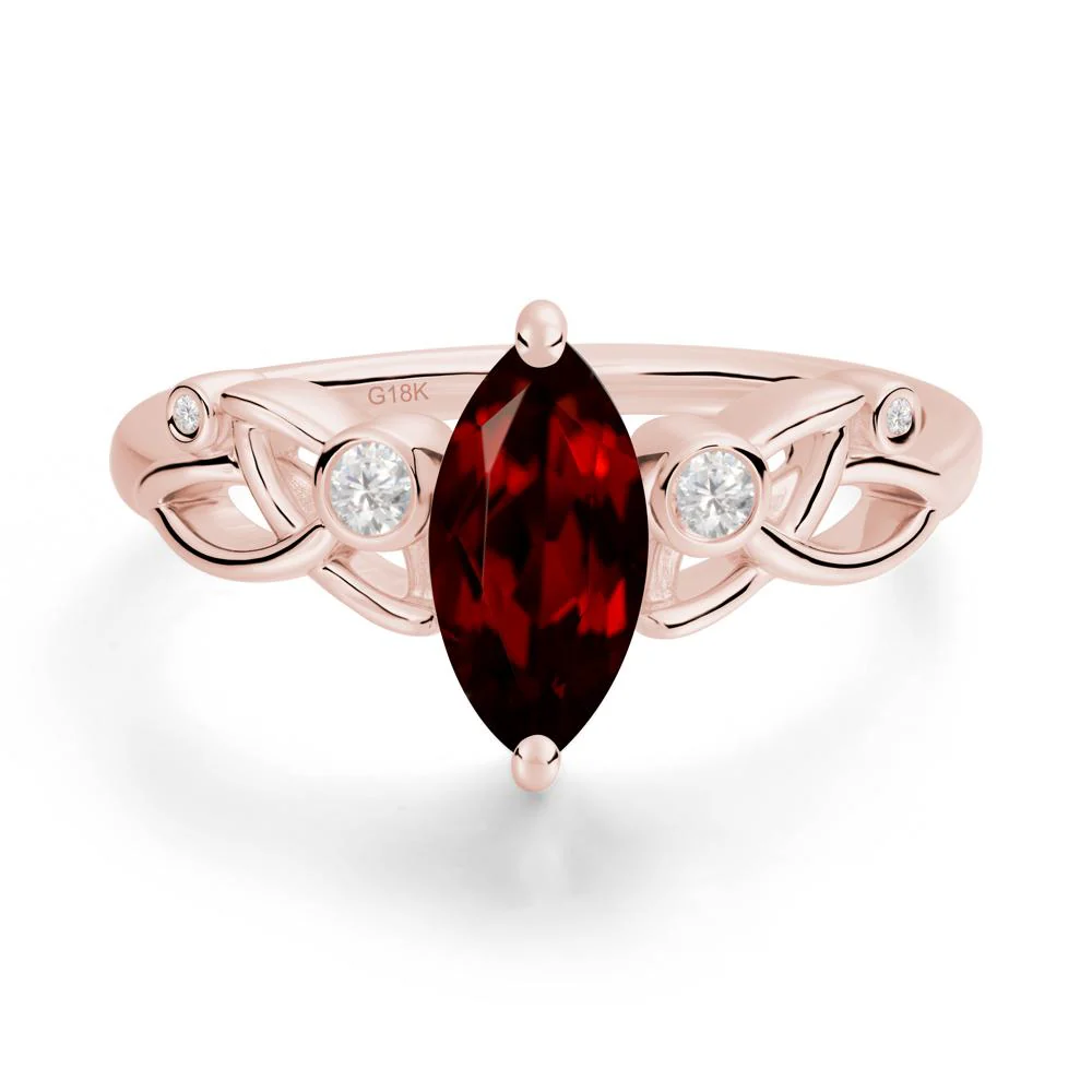 Marquise Cut Garnet Celtic Ring - Image 5